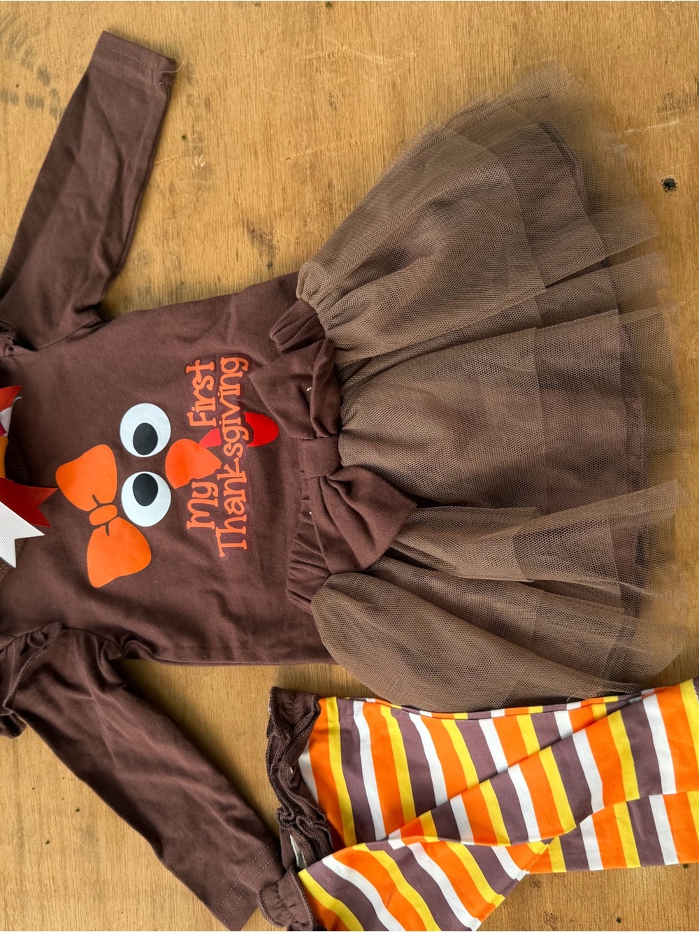 0-3 month My First Thanksgiving Brown Turkey Tutu Dress for Kids